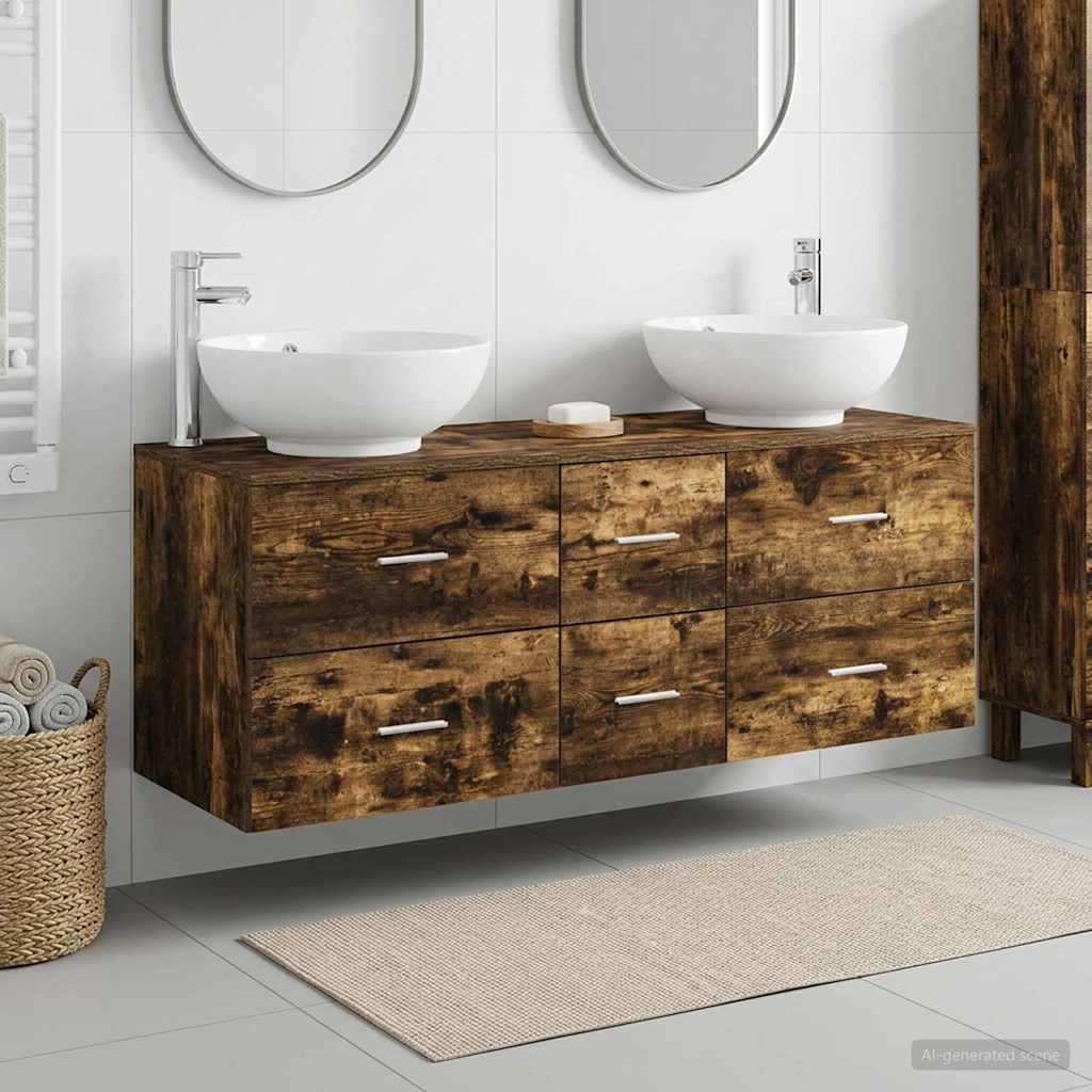 Bathroom Furniture Set 3 pcs Smoked Oak 49.5 x 44.5 x 65 cm