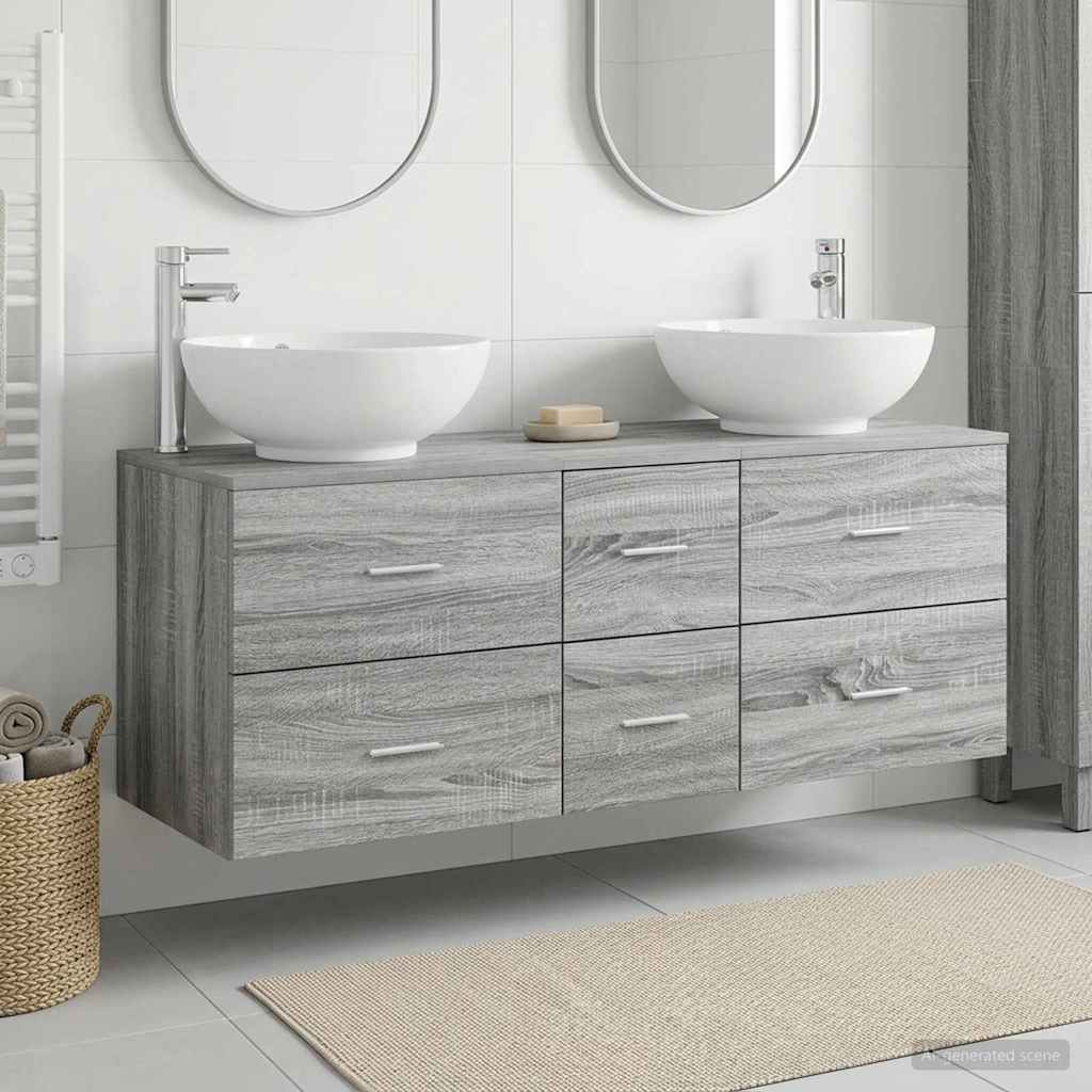 Bathroom Furniture Set 3 pcs Grey Sonoma 49.5 x 44.5 x 65 cm