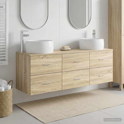 Bathroom Furniture Set 3 pcs Sonoma Oak 49.5 x 44.5 x 66 cm