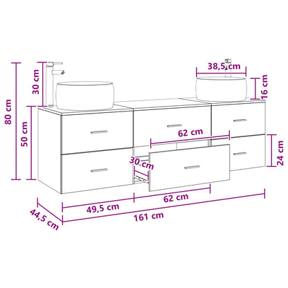 Bathroom Furniture Set 3 pcs Sonoma Oak 49.5 x 44.5 x 66 cm