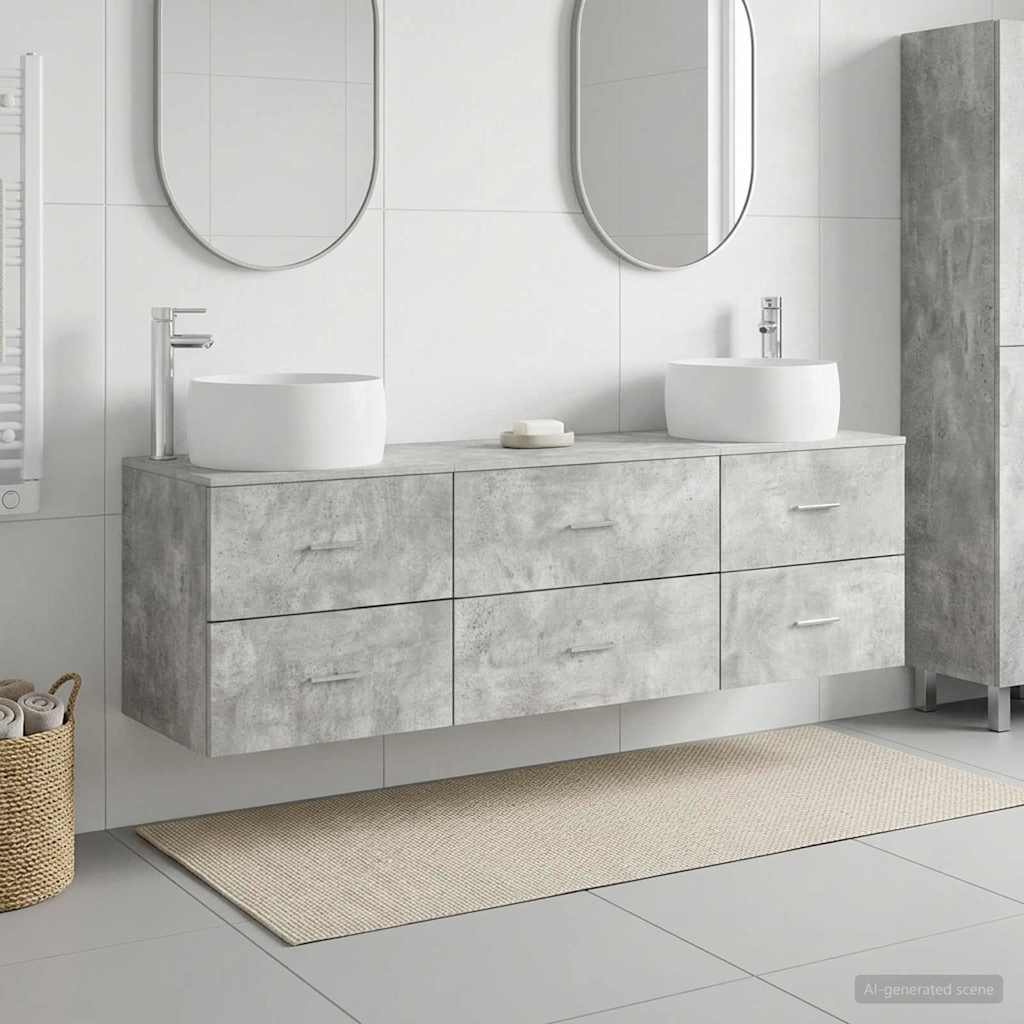 Bathroom Furniture Set 3 pcs Concrete Grey 49.5 x 44.5 x 66 cm