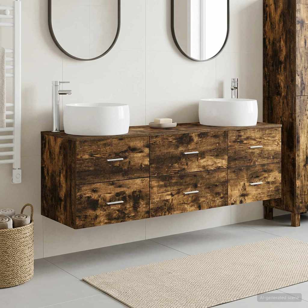 Bathroom Furniture Set 3 pcs Smoked Oak 49.5 x 44.5 x 66 cm