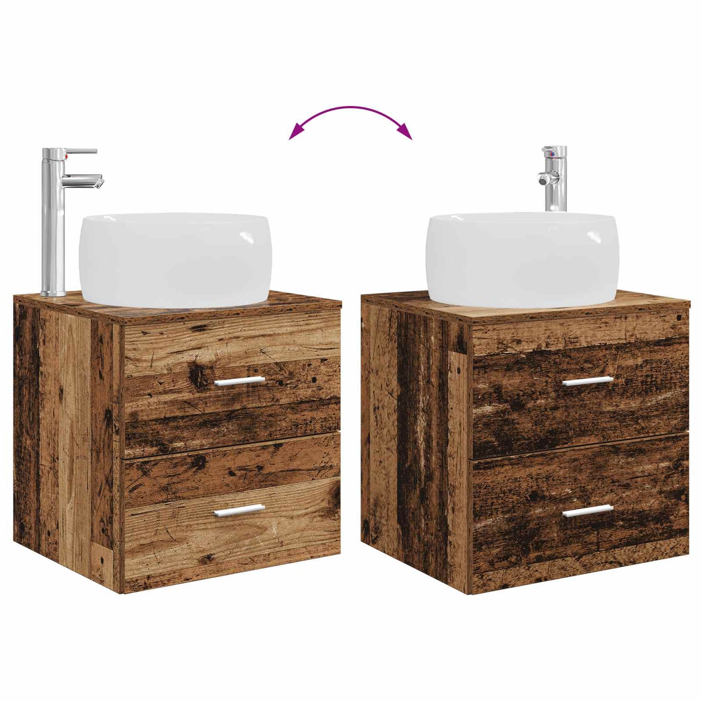 Bathroom Furniture Set 3 pcs Old Wood 49.5 x 44.5 x 66 cm