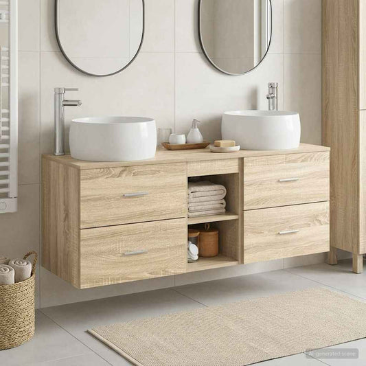 Bathroom Furniture Set 3 pcs Sonoma Oak 49.5 x 44.5 x 66 cm
