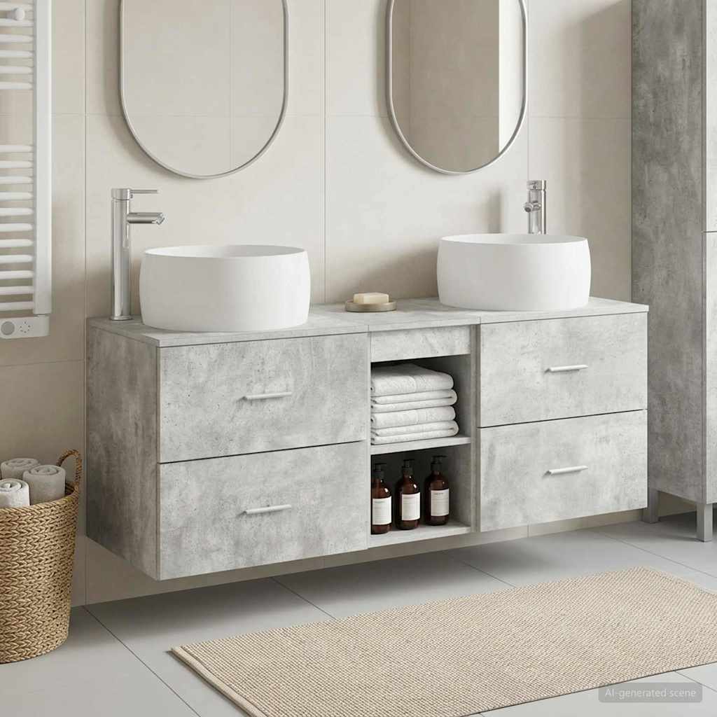 Bathroom Furniture Set 3 pcs Concrete Grey 49.5 x 44.5 x 66 cm