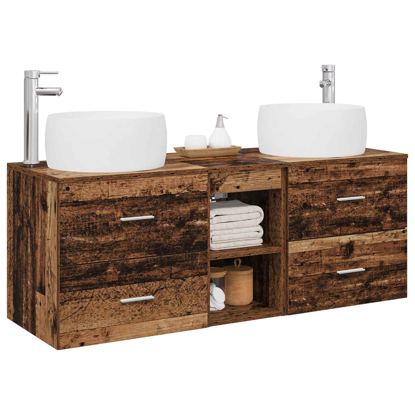 Bathroom Furniture Set 3 pcs Old Wood 49.5 x 44.5 x 66 cm