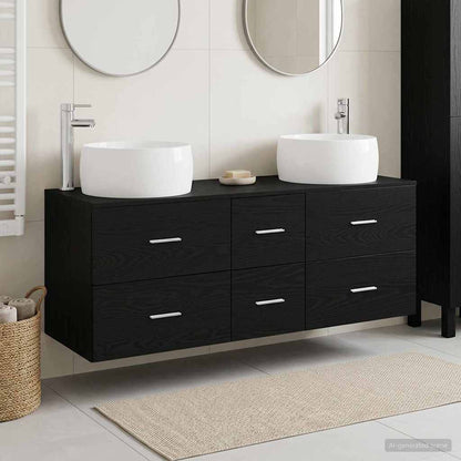 Bathroom Furniture Set 3 pcs Black 49.5 x 44.5 x 66 cm