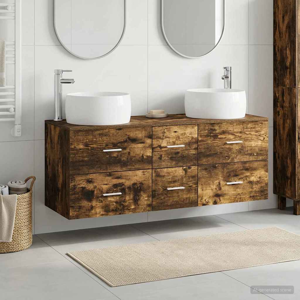 Bathroom Furniture Set 3 pcs Smoked Oak 49.5 x 44.5 x 66 cm