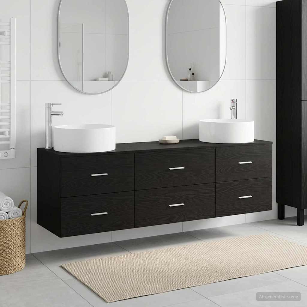 Bathroom Furniture Set 3 pcs Black 49.5 x 44.5 x 65.5 cm