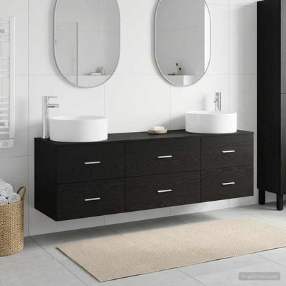 Bathroom Furniture Set 3 pcs Black 49.5 x 44.5 x 65.5 cm