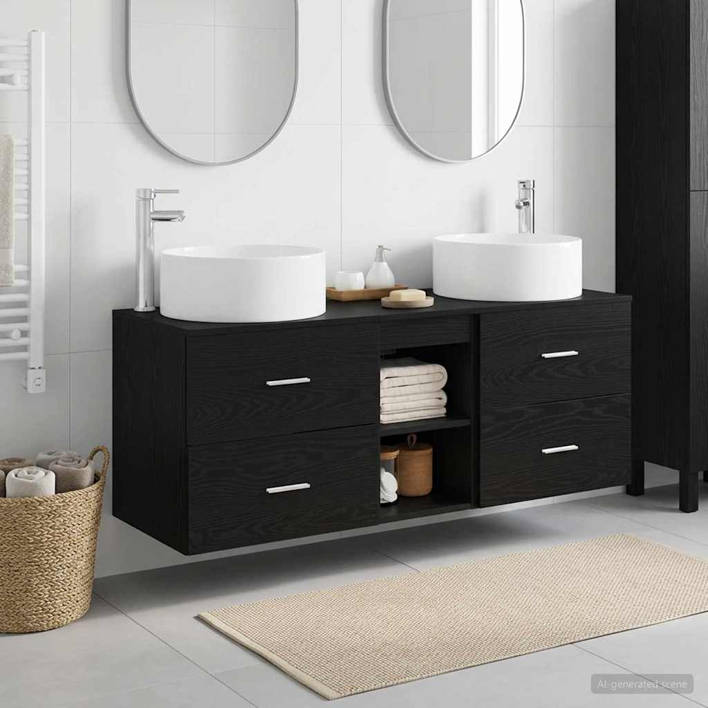 Bathroom Furniture Set 3 pcs Black 49.5 x 44.5 x 65.5 cm