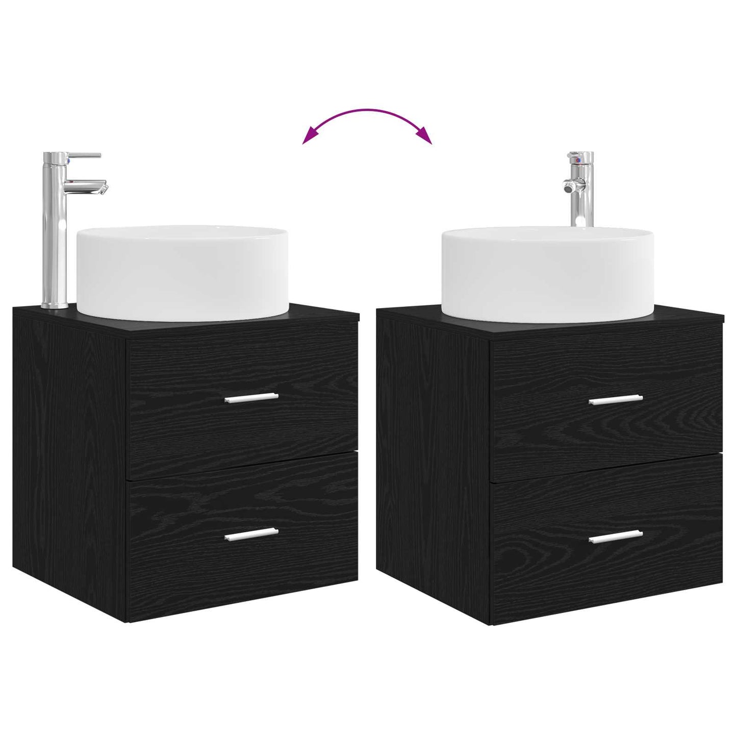 Bathroom Furniture Set 3 pcs Black 49.5 x 44.5 x 65.5 cm