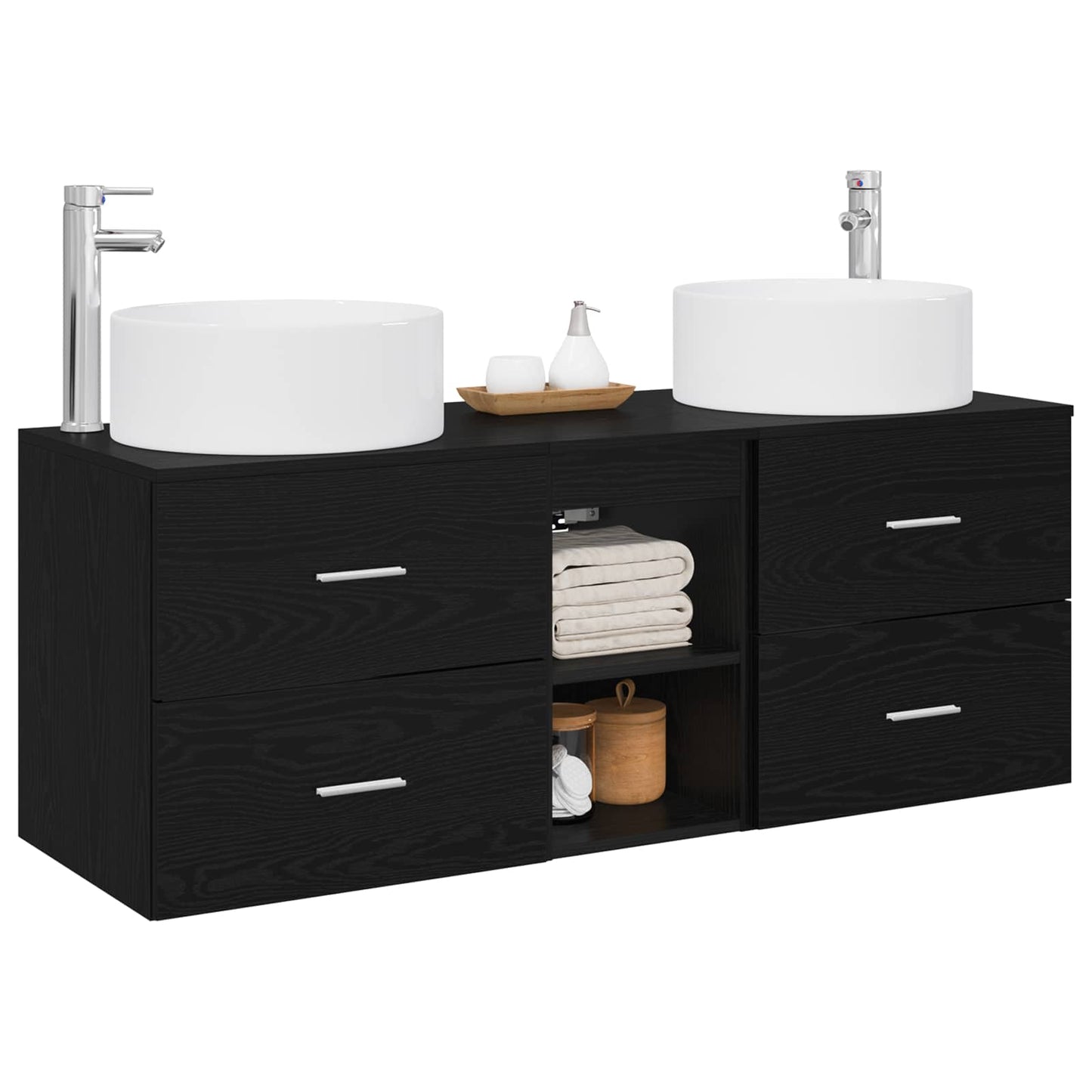 Bathroom Furniture Set 3 pcs Black 49.5 x 44.5 x 65.5 cm