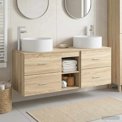 Bathroom Furniture Set 3 pcs Sonoma Oak 49.5 x 44.5 x 65.5 cm