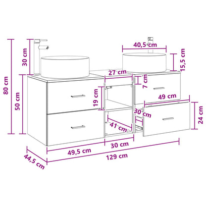 Bathroom Furniture Set 3 pcs Smoked Oak 49.5 x 44.5 x 65.5 cm