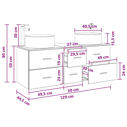 Bathroom Furniture Set 3 pcs Black 49.5 x 44.5 x 65.5 cm