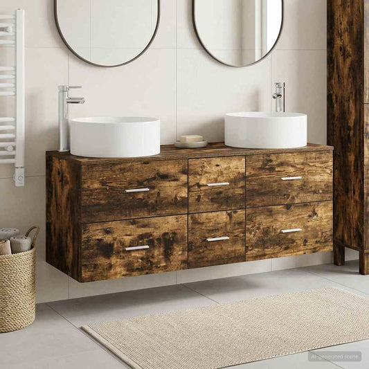 Bathroom Furniture Set 3 pcs Smoked Oak 49.5 x 44.5 x 65.5 cm