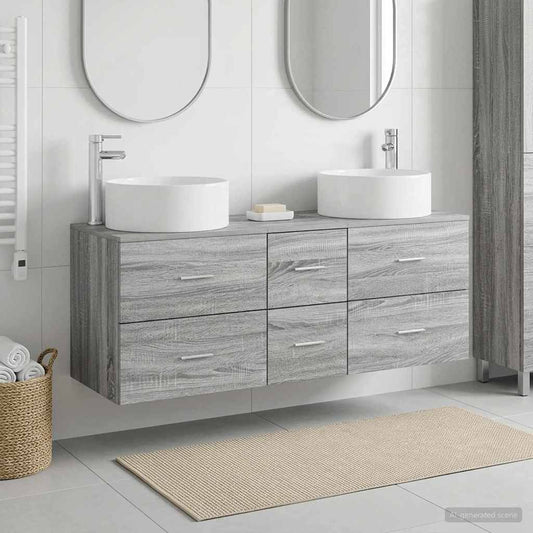 Bathroom Furniture Set 3 pcs Grey Sonoma 49.5 x 44.5 x 65.5 cm