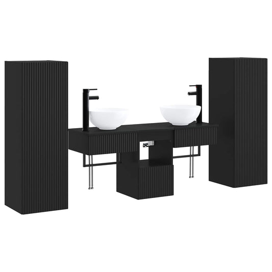 Bathroom Furniture Set 5 pcs Black 33 x 34.5 x 100 cm