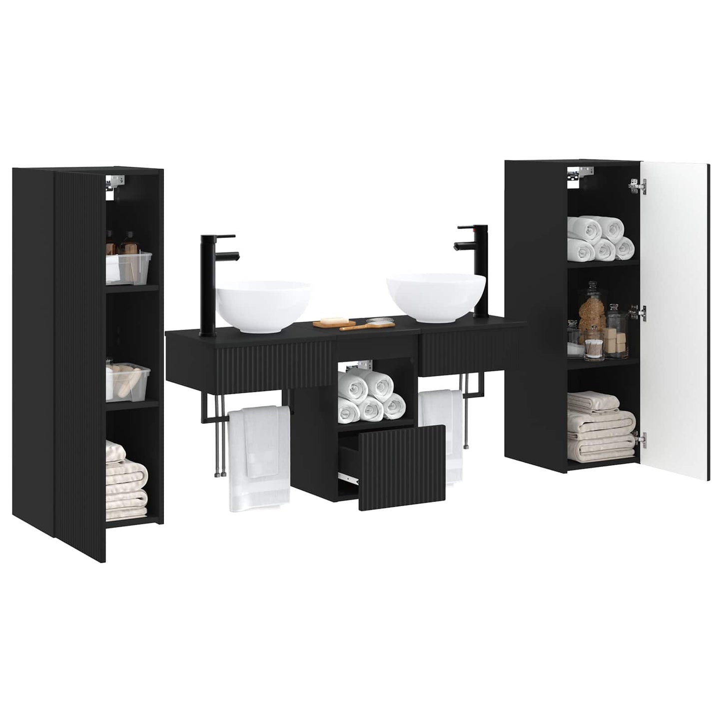 Bathroom Furniture Set 5 pcs Black 33 x 34.5 x 100 cm