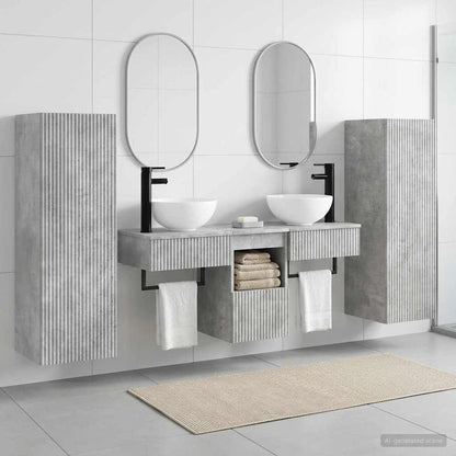 Bathroom Furniture Set 5 pcs Concrete Grey 33 x 34.5 x 100 cm