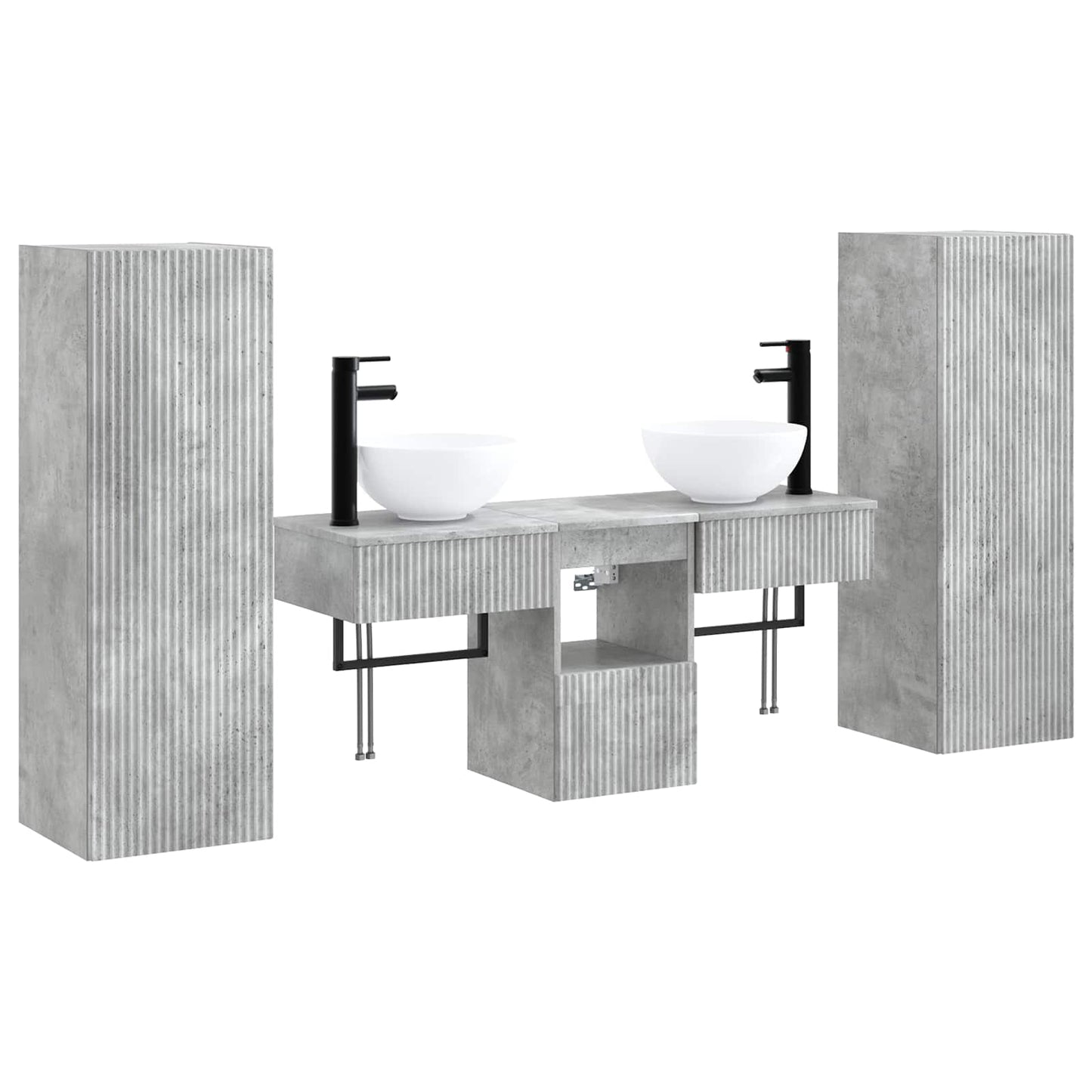 Bathroom Furniture Set 5 pcs Concrete Grey 33 x 34.5 x 100 cm