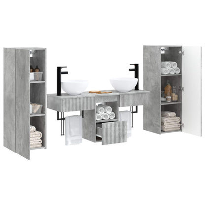 Bathroom Furniture Set 5 pcs Concrete Grey 33 x 34.5 x 100 cm