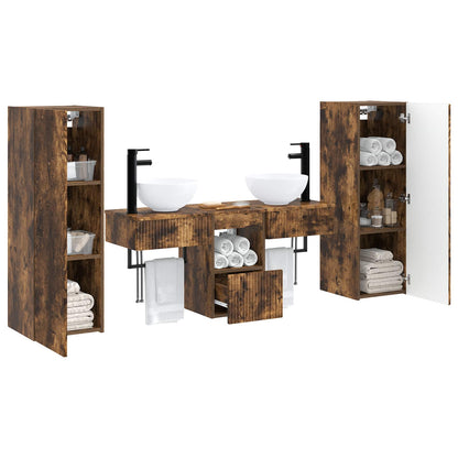 Bathroom Furniture Set 5 pcs Smoked Oak 33 x 34.5 x 100 cm