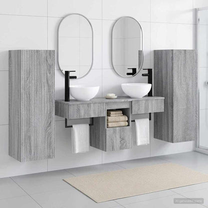 Bathroom Furniture Set 5 pcs Grey Sonoma 33 x 34.5 x 100 cm