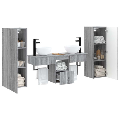 Bathroom Furniture Set 5 pcs Grey Sonoma 33 x 34.5 x 100 cm