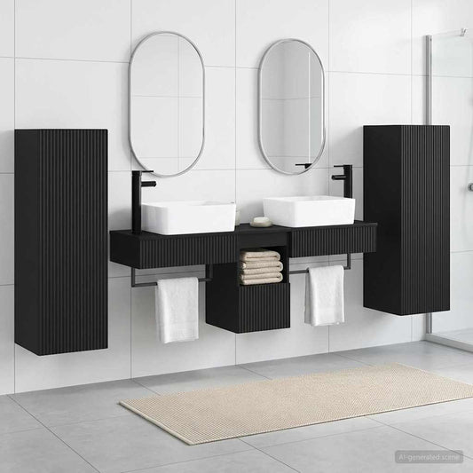 Bathroom Furniture Set 5 pcs Black 33 x 34.5 x 100 cm