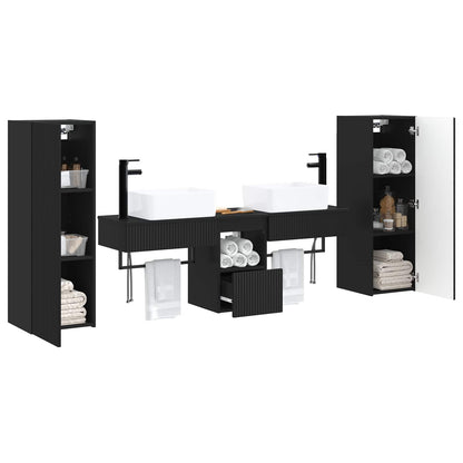 Bathroom Furniture Set 5 pcs Black 33 x 34.5 x 100 cm