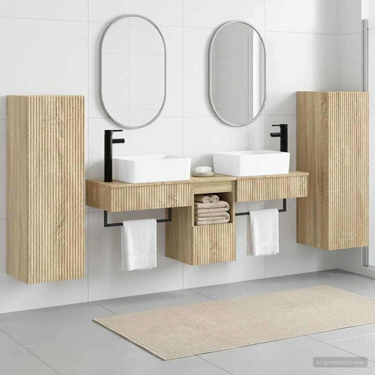 Bathroom Furniture Set 5 pcs Sonoma Oak 33 x 34.5 x 100 cm