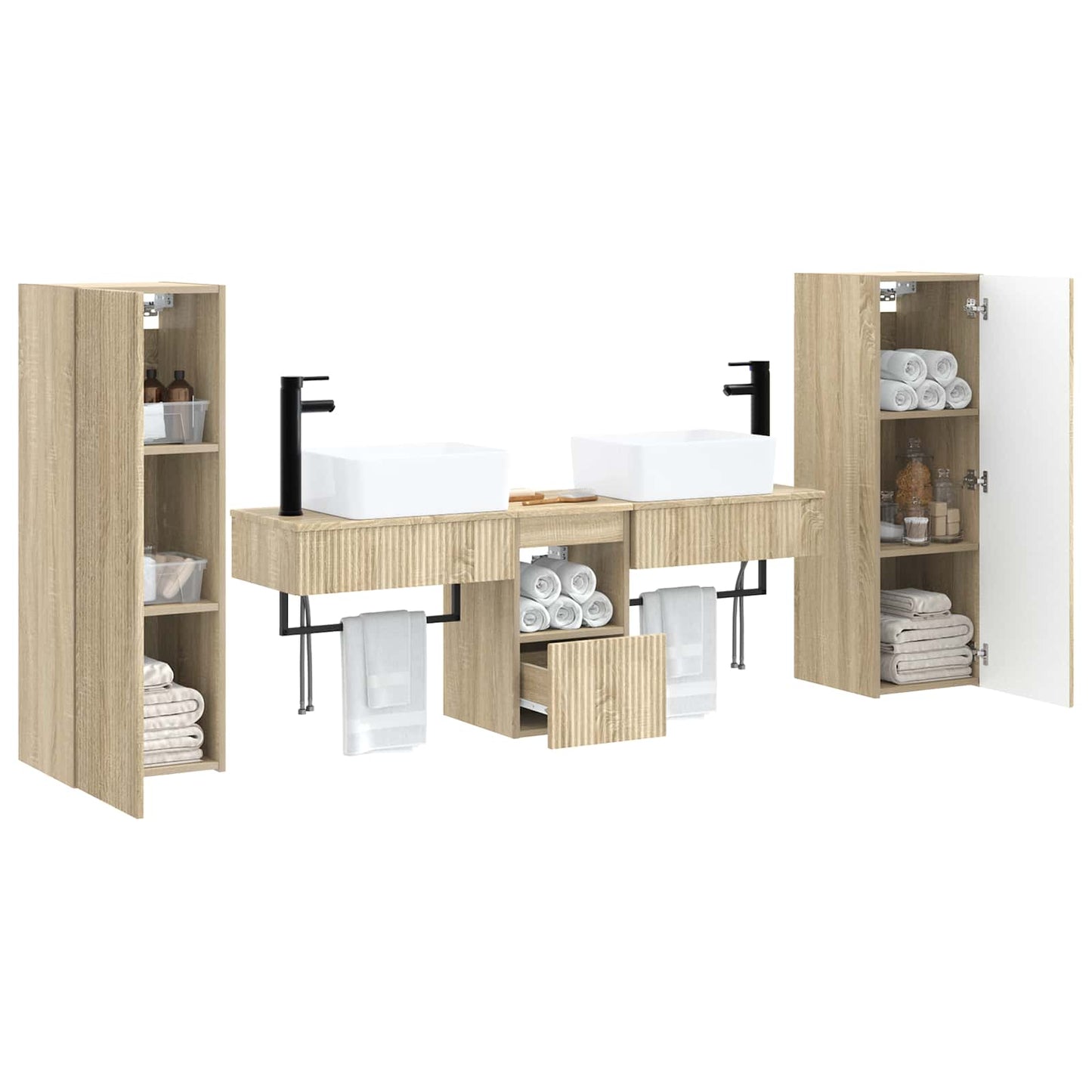 Bathroom Furniture Set 5 pcs Sonoma Oak 33 x 34.5 x 100 cm