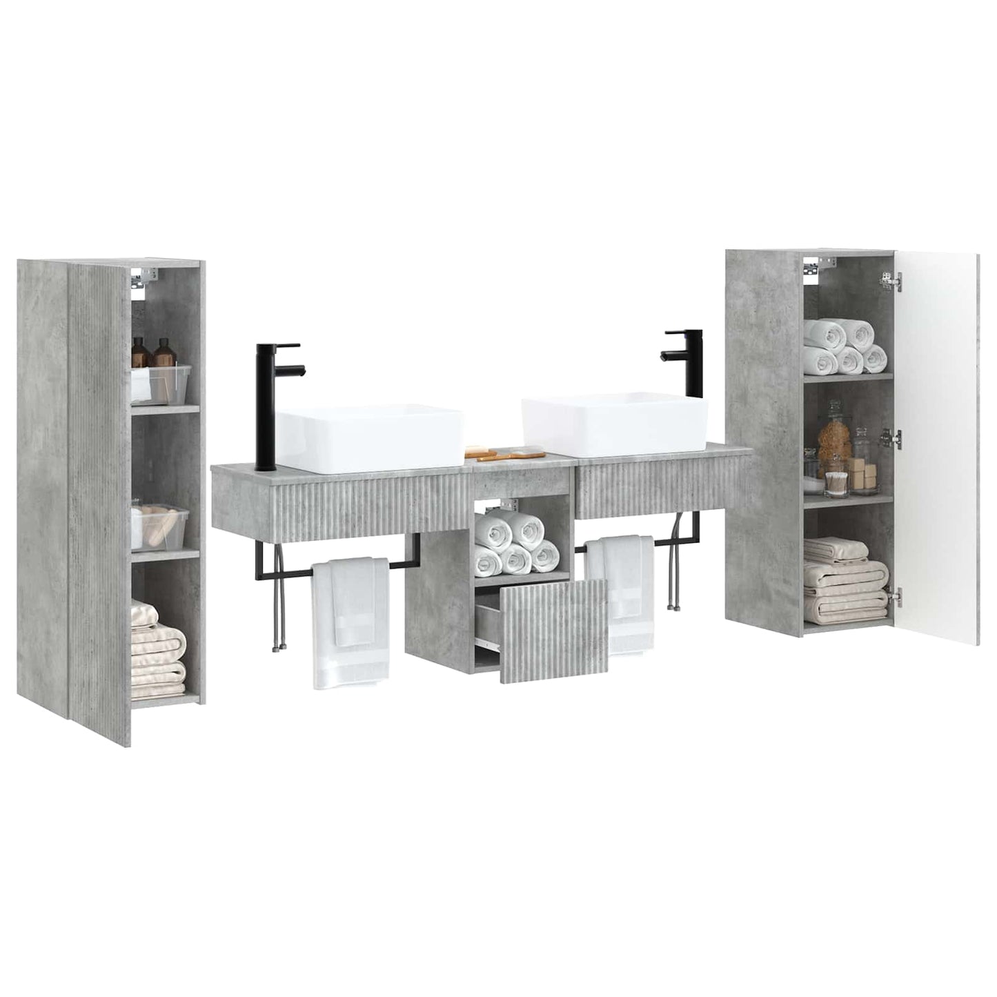 Bathroom Furniture Set 5 pcs Concrete Grey 33 x 34.5 x 100 cm