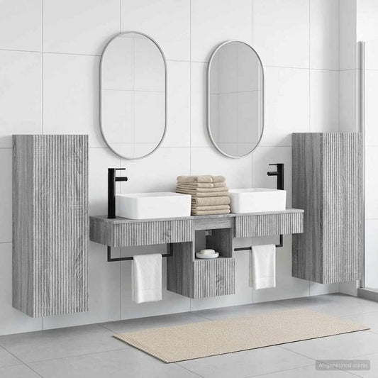 Bathroom Furniture Set 5 pcs Grey Sonoma 33 x 34.5 x 100 cm