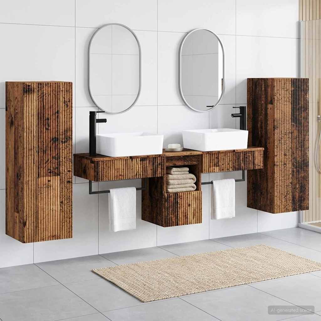 Bathroom Furniture Set 5 pcs Old Wood 33 x 34.5 x 100 cm