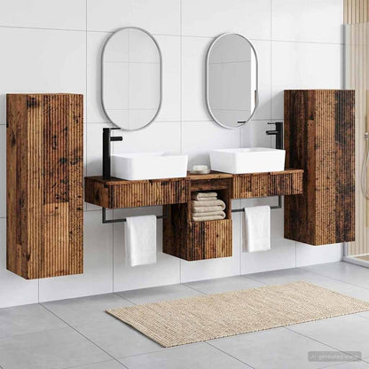 Bathroom Furniture Set 5 pcs Old Wood 33 x 34.5 x 100 cm