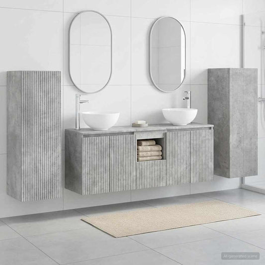 Bathroom Furniture Set 5 pcs Concrete Grey 33 x 34.5 x 100 cm