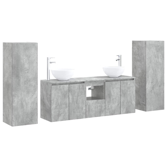 Bathroom Furniture Set 5 pcs Concrete Grey 33 x 34.5 x 100 cm
