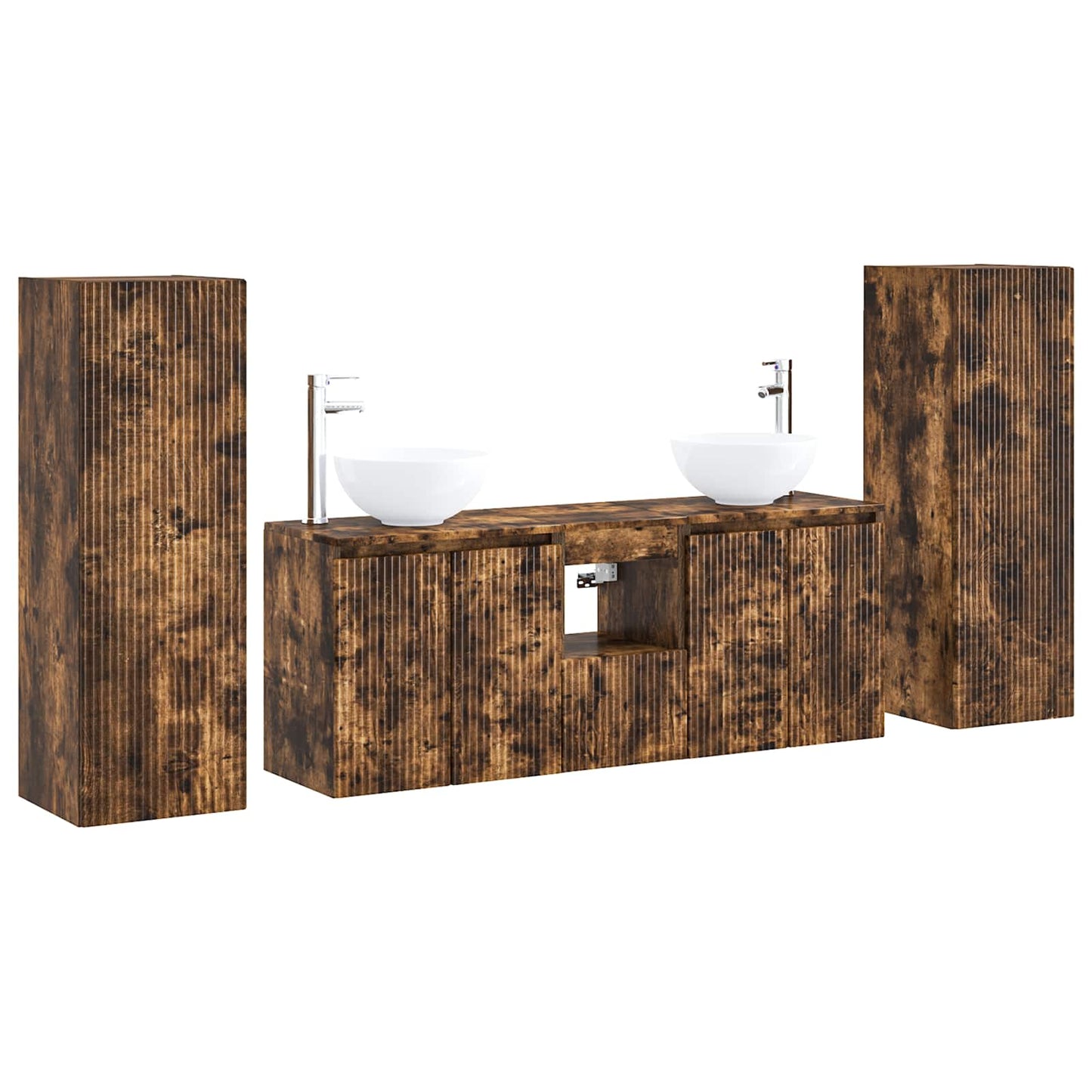 Bathroom Furniture Set 5 pcs Smoked Oak 33 x 34.5 x 100 cm