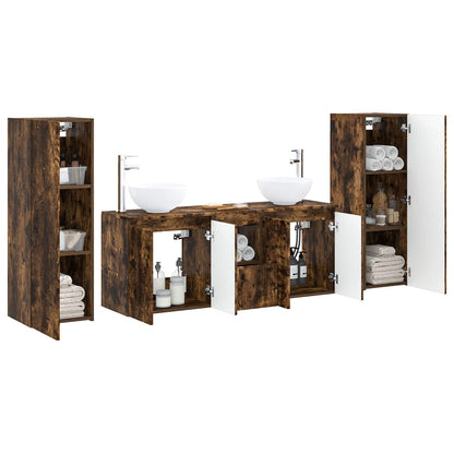 Bathroom Furniture Set 5 pcs Smoked Oak 33 x 34.5 x 100 cm