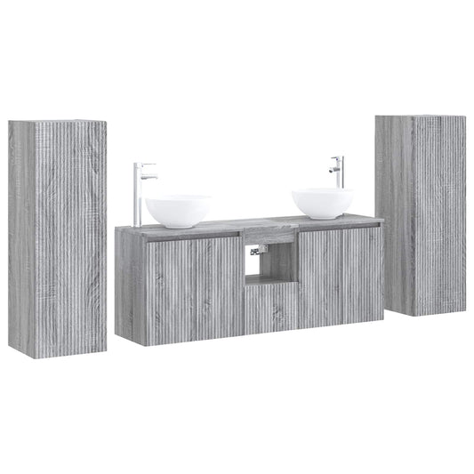 Bathroom Furniture Set 5 pcs Grey Sonoma 33 x 34.5 x 100 cm