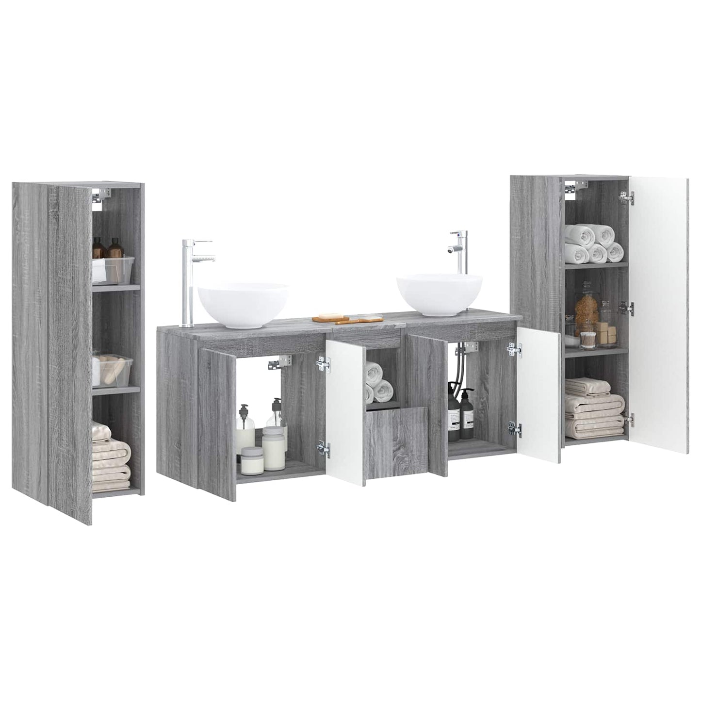 Bathroom Furniture Set 5 pcs Grey Sonoma 33 x 34.5 x 100 cm