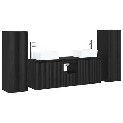 Bathroom Furniture Set 5 pcs Black 33 x 34.5 x 100 cm