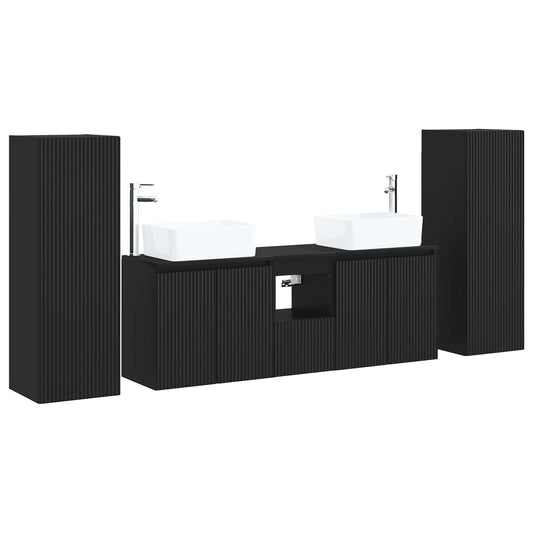 Bathroom Furniture Set 5 pcs Black 33 x 34.5 x 100 cm