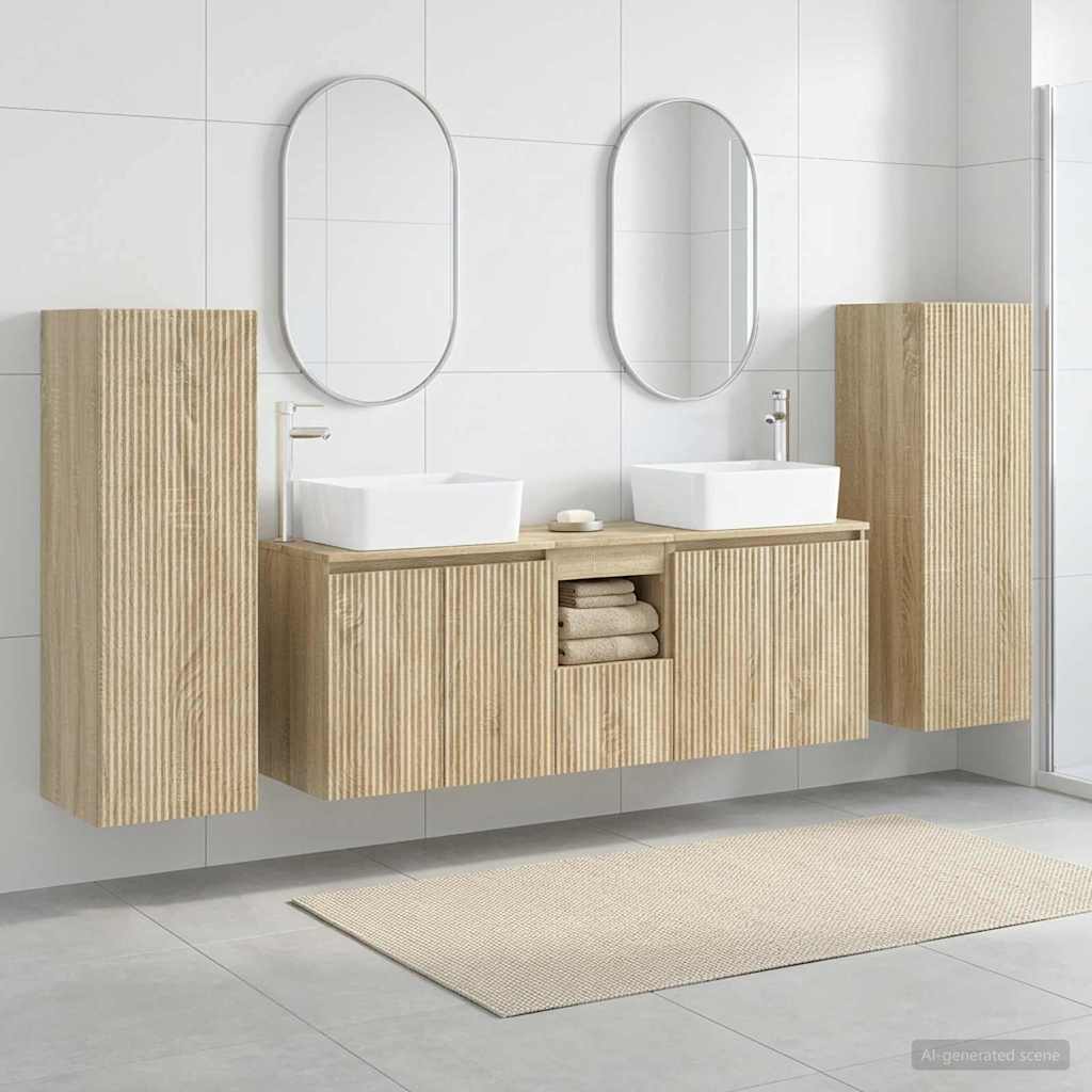 Bathroom Furniture Set 5 pcs Sonoma Oak 33 x 34.5 x 100 cm