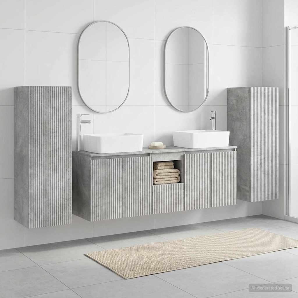 Bathroom Furniture Set 5 pcs Concrete Grey 33 x 34.5 x 100 cm