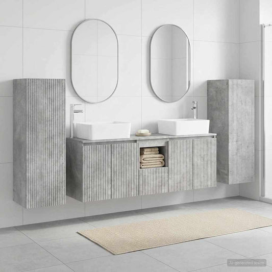 Bathroom Furniture Set 5 pcs Concrete Grey 33 x 34.5 x 100 cm