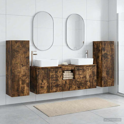 Bathroom Furniture Set 5 pcs Smoked Oak 33 x 34.5 x 100 cm